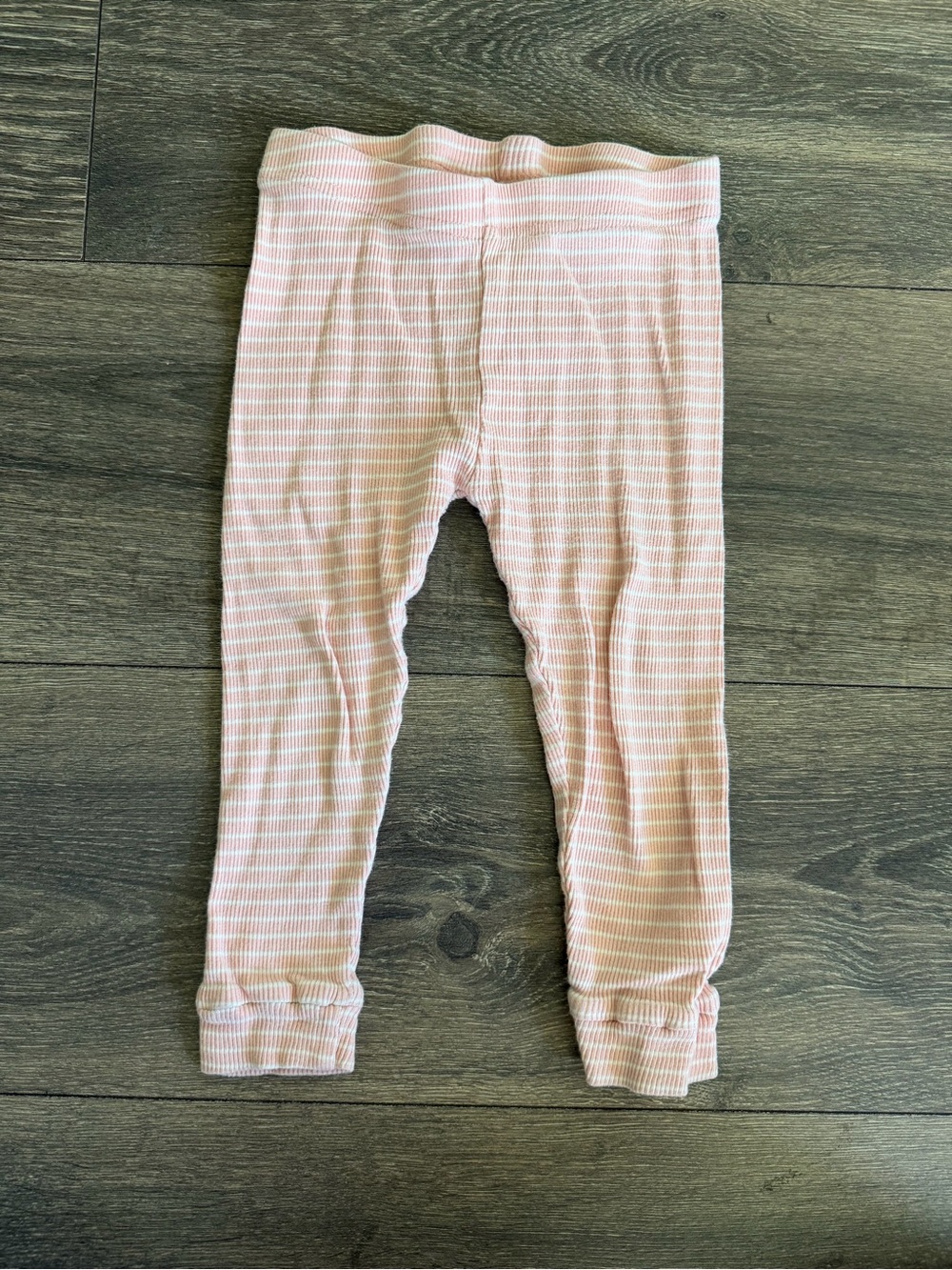 Sz 2t Pink & White Striped Ribbed Baby/Toddler Leggings
